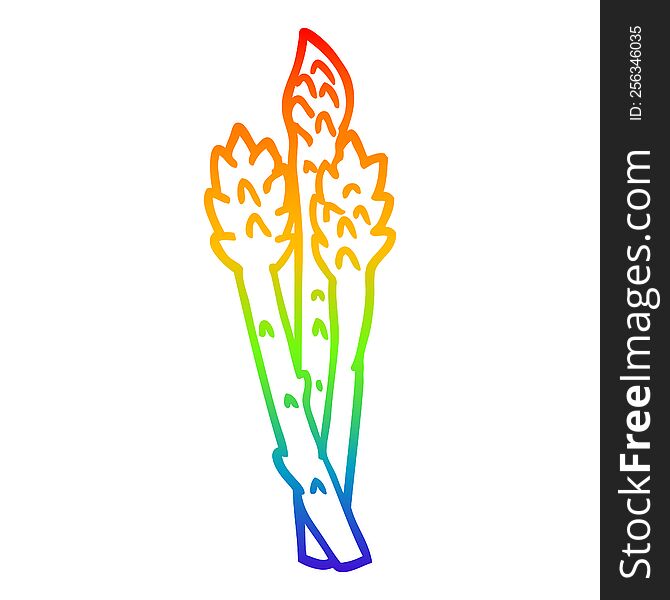 rainbow gradient line drawing of a cartoon asparagus plant