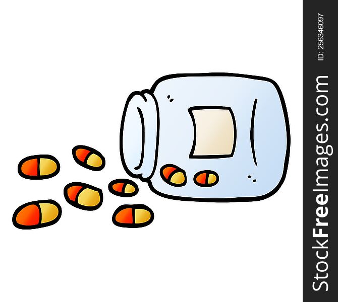 Vector Gradient Illustration Cartoon Jar Of Pills