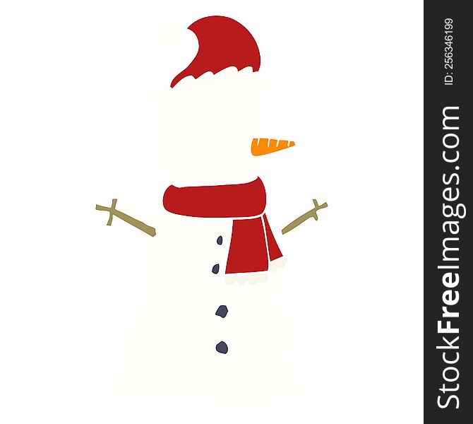 Flat Color Style Cartoon Snowman