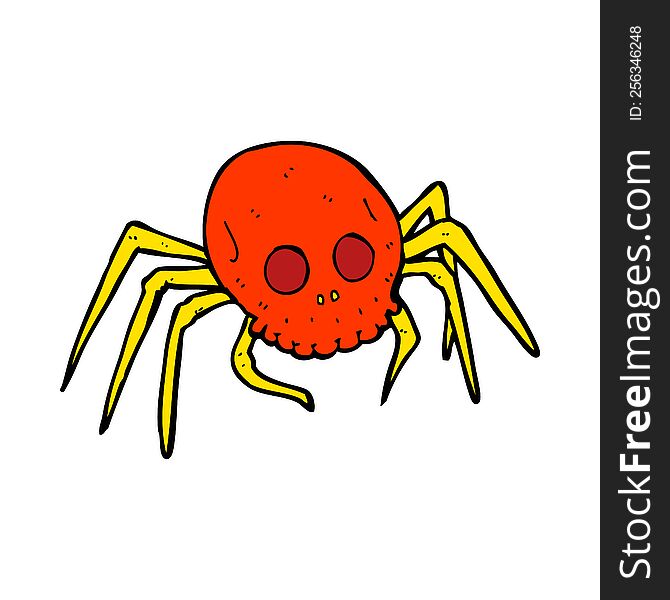 Cartoon Spooky Halloween Skull Spider