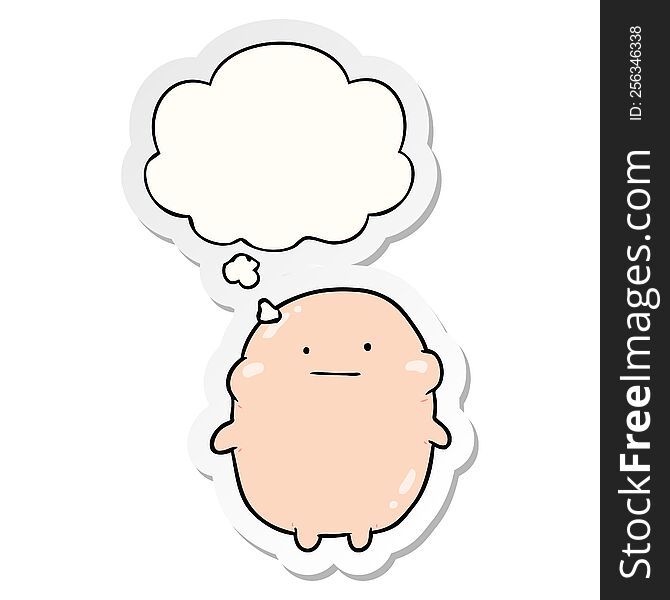 cartoon human with thought bubble as a printed sticker