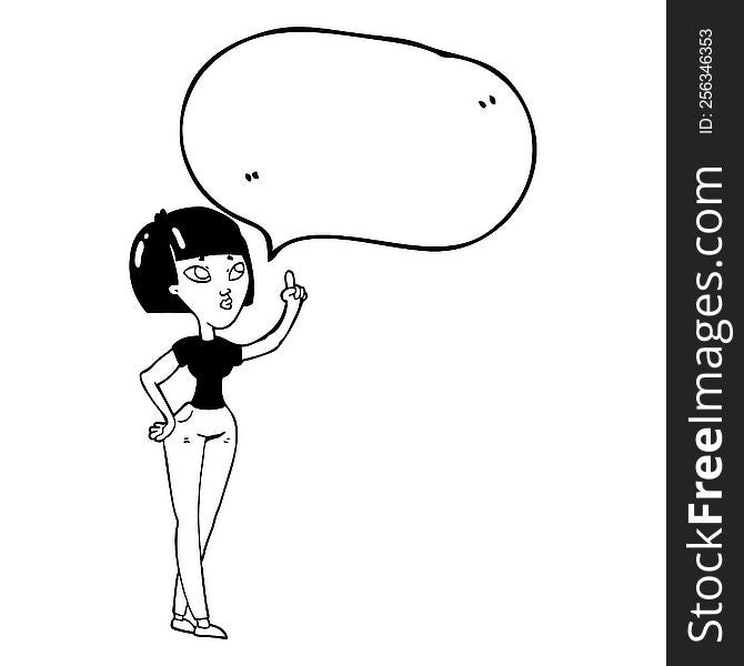 freehand drawn speech bubble cartoon woman asking question