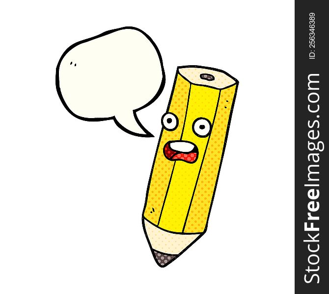 Happy Comic Book Speech Bubble Cartoon Pencil
