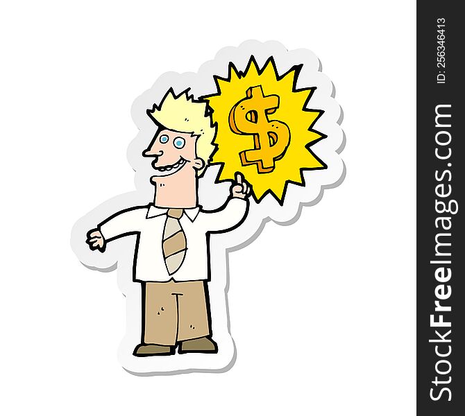 sticker of a making money cartoon