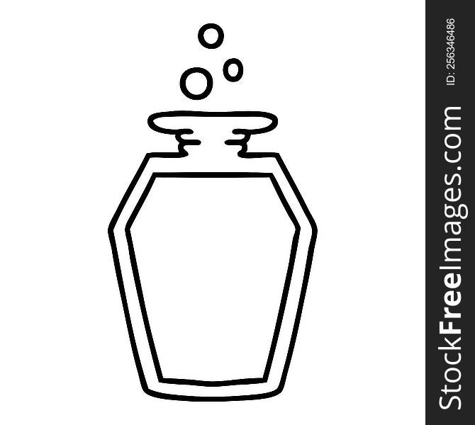 line doodle of a potion bottle. line doodle of a potion bottle