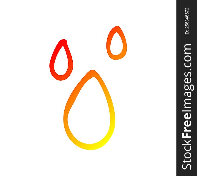 warm gradient line drawing of a cartoon water drips