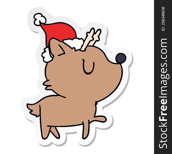 Christmas Sticker Cartoon Of Kawaii Deer