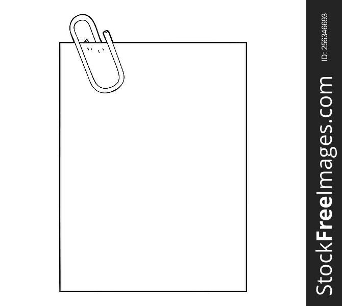 cartoon paper with paperclip. cartoon paper with paperclip