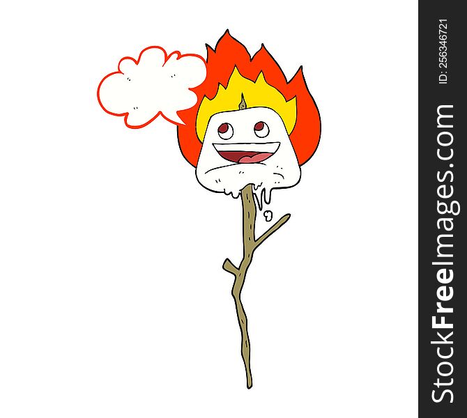 freehand drawn speech bubble cartoon toasted marshmallow