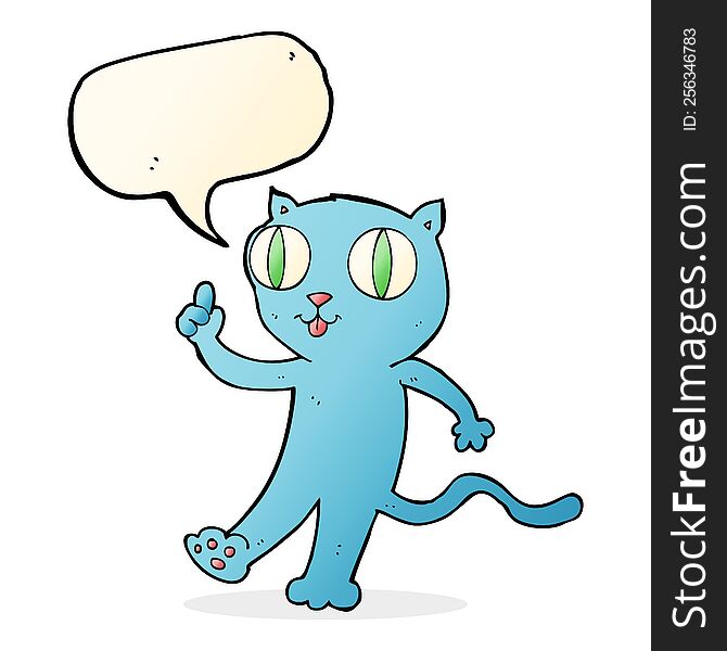 Cartoon  Cat With Idea With Speech Bubble