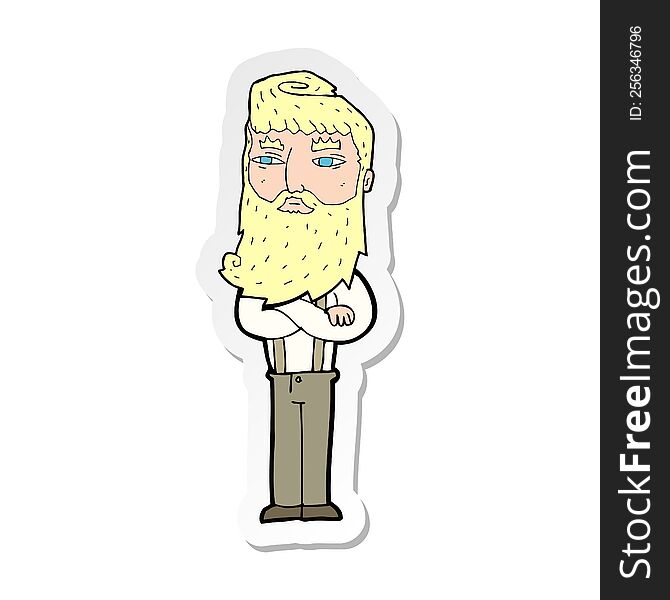 sticker of a cartoon serious man with beard