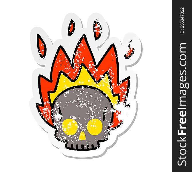 Distressed Sticker Of A Quirky Hand Drawn Cartoon Skull