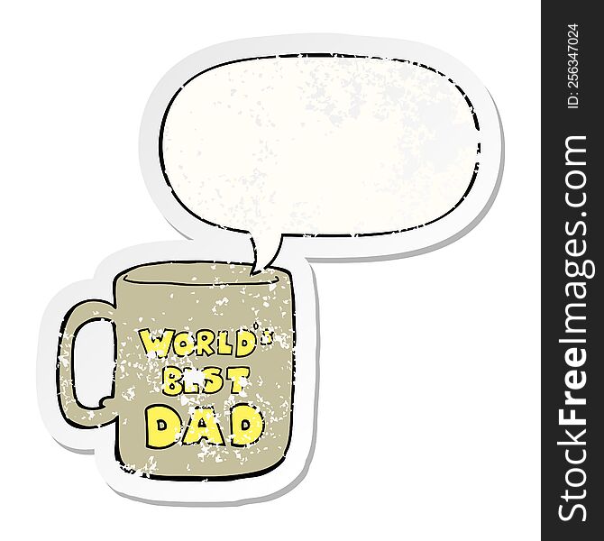 Worlds Best Dad Mug And Speech Bubble Distressed Sticker