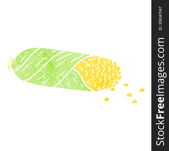 retro cartoon doodle of fresh corn on the cob