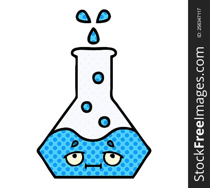 comic book style cartoon of a science beaker