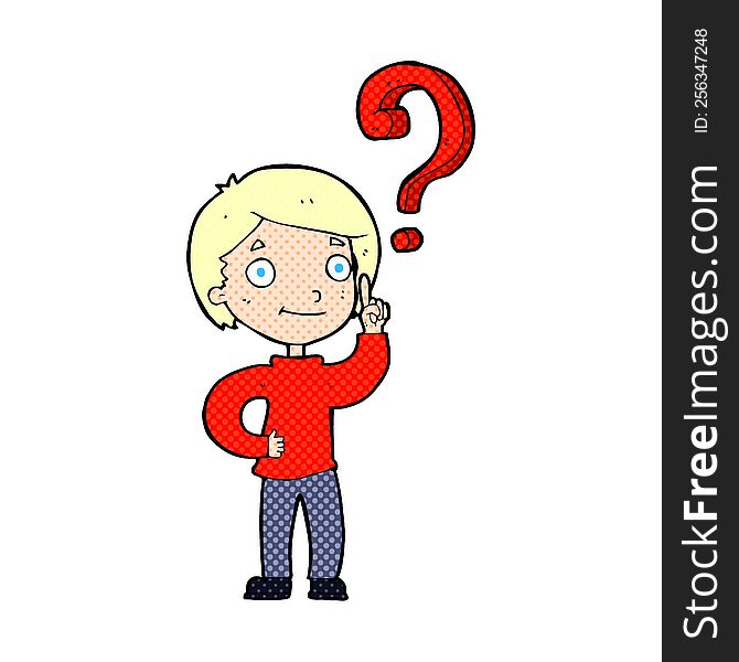 cartoon boy asking question