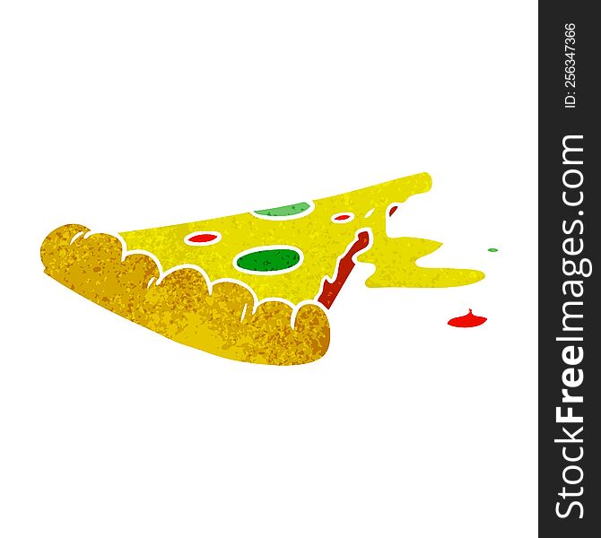 Retro Cartoon Doodle Of A Slice Of Pizza