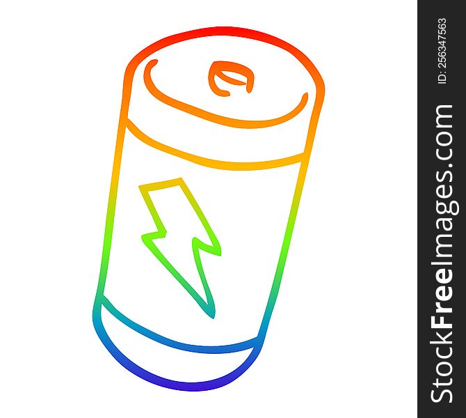 rainbow gradient line drawing of a cartoon battery