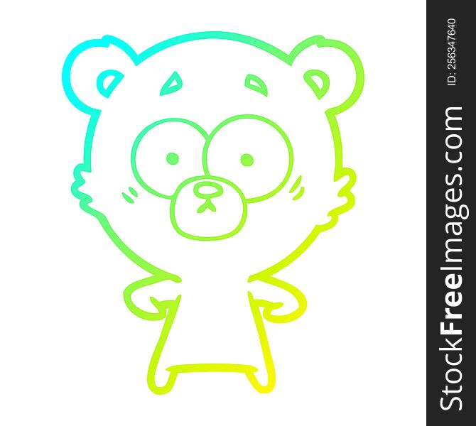 Cold Gradient Line Drawing Surprised Polar Bear Cartoon