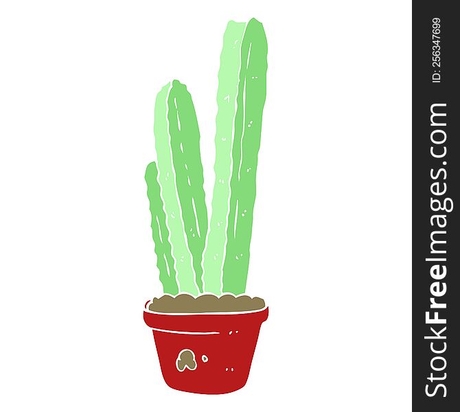 Flat Color Illustration Of A Cartoon Cactus