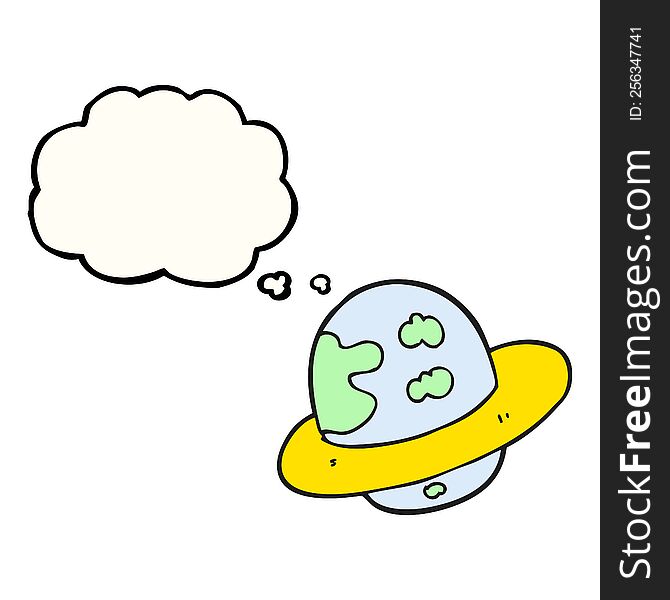 freehand drawn thought bubble cartoon planet