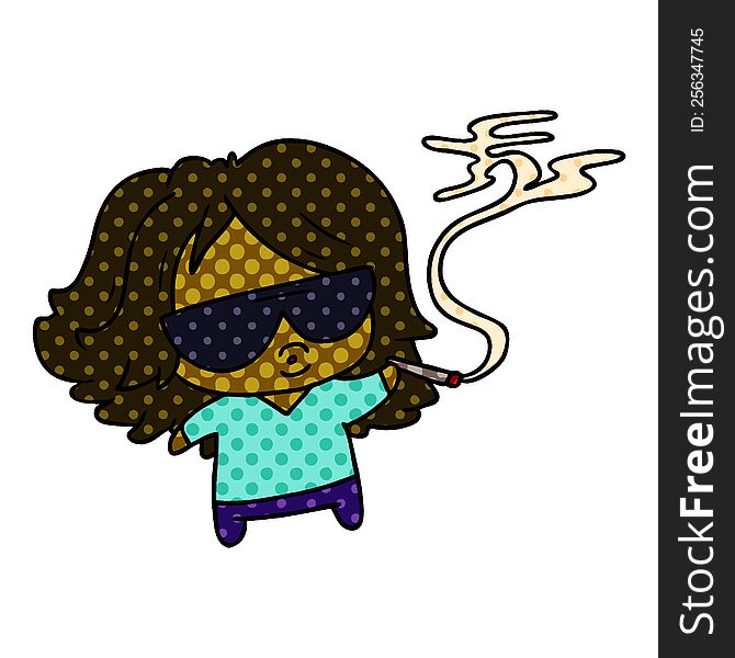 cartoon cute kawaii smoking a joint