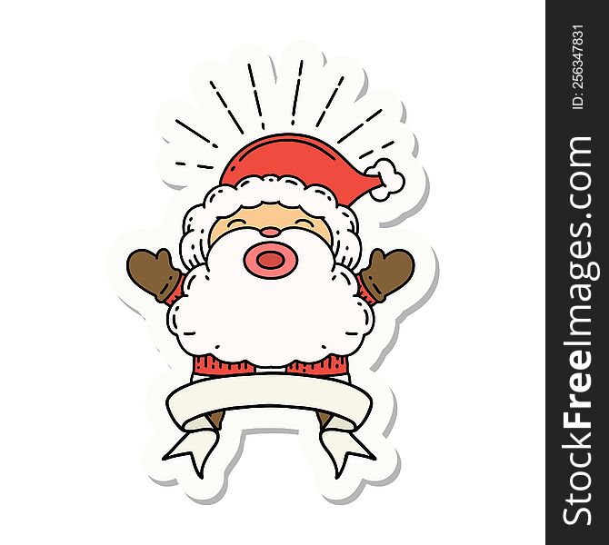 sticker of a tattoo style santa claus christmas character