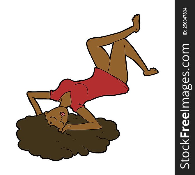 cartoon woman lying on floor