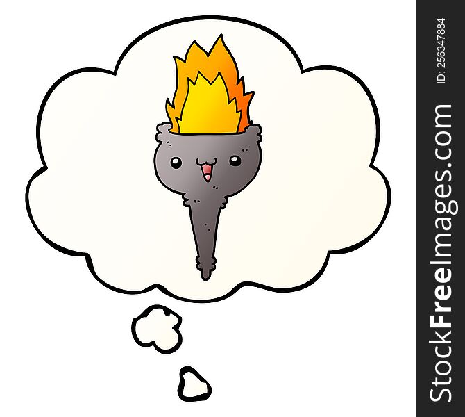 Cartoon Flaming Chalice And Thought Bubble In Smooth Gradient Style