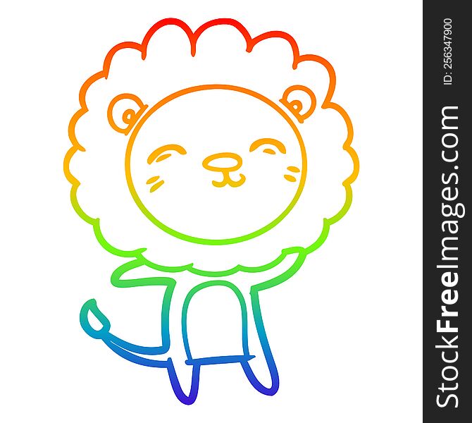 Rainbow Gradient Line Drawing Cartoon Lion