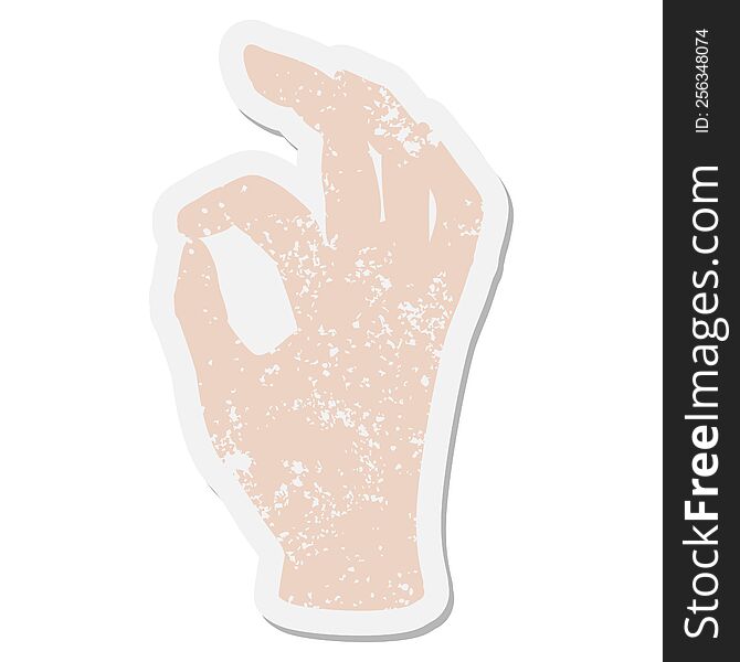 okay hand gesture grunge sticker