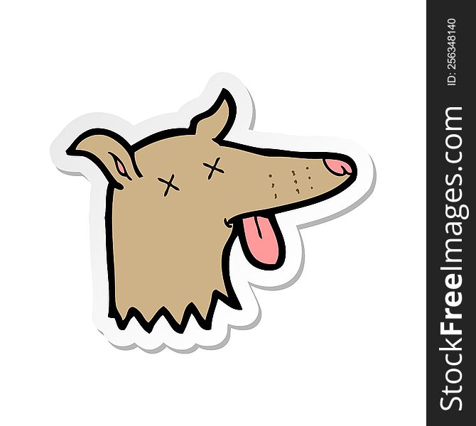 sticker of a cartoon dead dog face