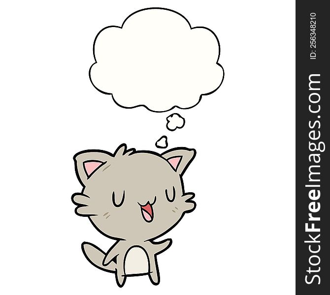 cartoon happy cat with thought bubble. cartoon happy cat with thought bubble