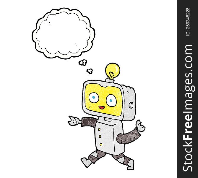 Thought Bubble Textured Cartoon Little Robot