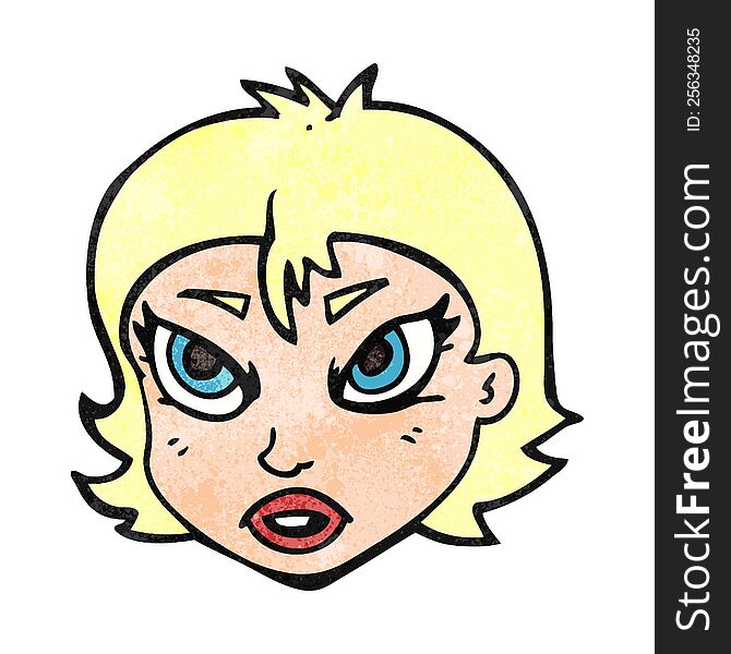 Textured Cartoon Angry Female Face