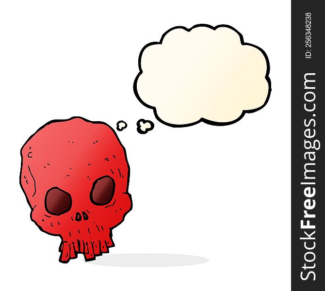 Cartoon Spooky Skull With Thought Bubble