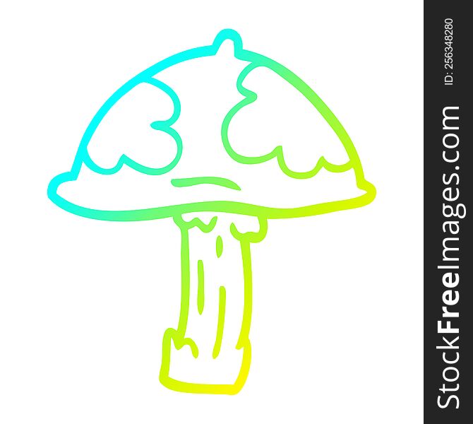 Cold Gradient Line Drawing Cartoon Poisonous Toadstool