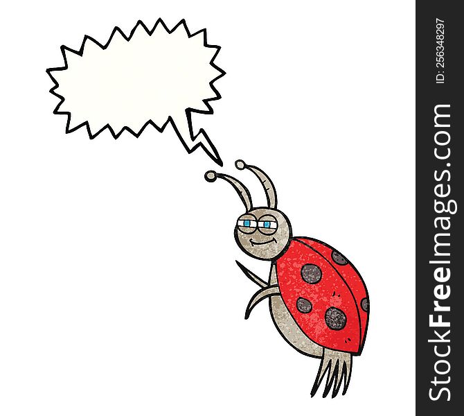 freehand drawn texture speech bubble cartoon ladybug