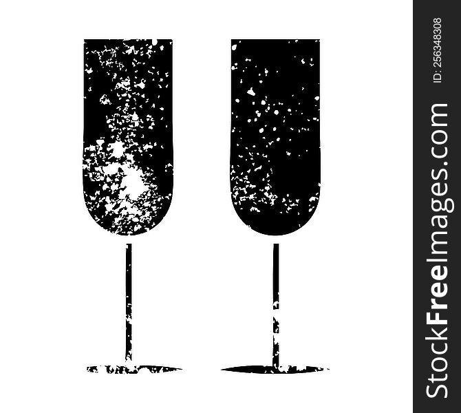 distressed symbol of a champagne flutes