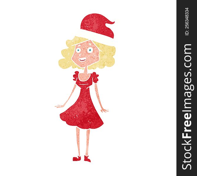 cartoon woman dressed for christmas