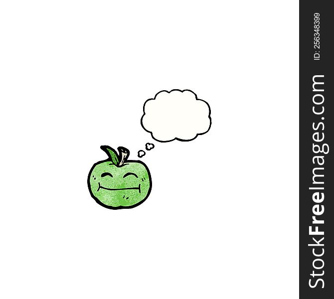 cartoon apple with thougth bubble