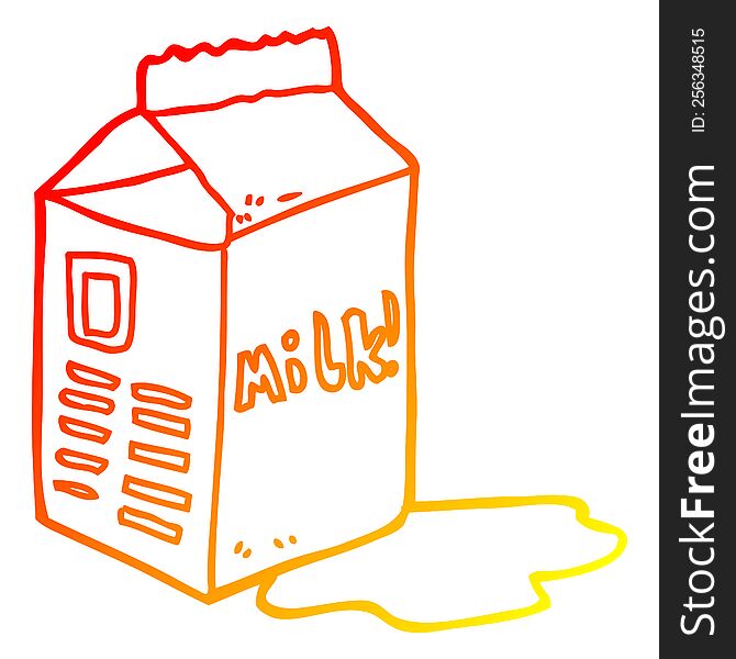 warm gradient line drawing of a cartoon milk carton