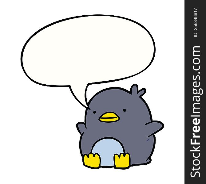 cute cartoon penguin with speech bubble. cute cartoon penguin with speech bubble