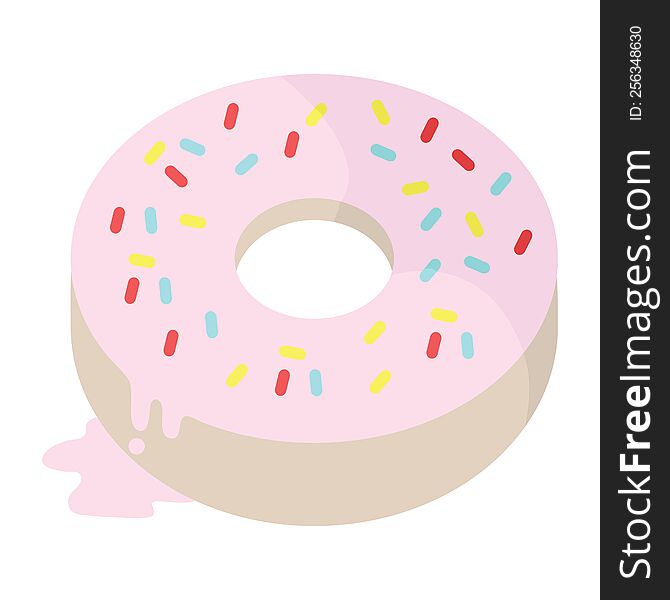 Flat colour illustration of a tasty iced donut. Flat colour illustration of a tasty iced donut