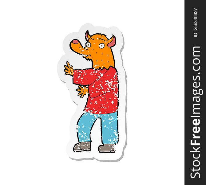 Retro Distressed Sticker Of A Cartoon Fox