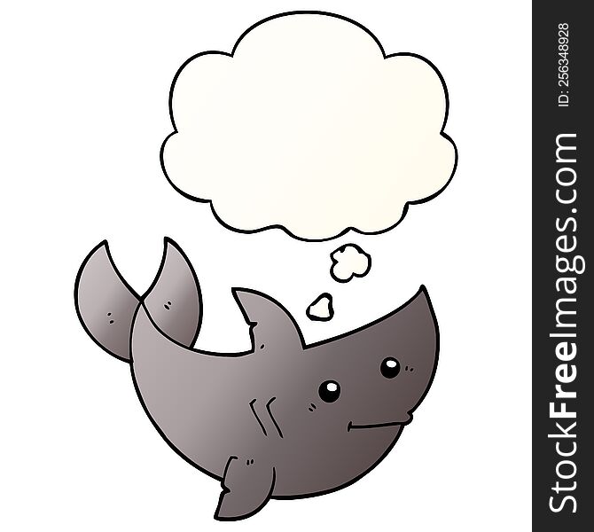 Cartoon Shark And Thought Bubble In Smooth Gradient Style