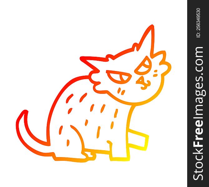 warm gradient line drawing of a cartoon ginger cat