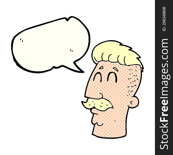 freehand drawn comic book speech bubble cartoon man with hipster hair cut