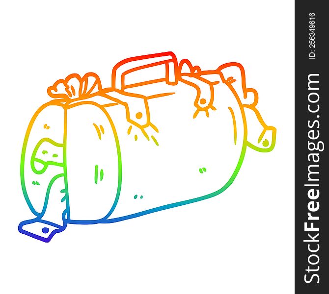 rainbow gradient line drawing of a cartoon luggage