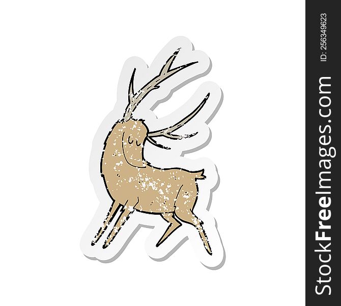 retro distressed sticker of a cartoon stag